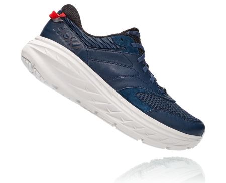 Hoka Bondi Leather Road - Adidasi Alergare Pe Drum Dama Moonlit Ocean / Nimbus Cloud | RO-u17G5KT